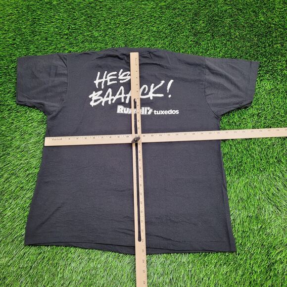 Vintage 90s Funny Cat Shirt L/XL 21x24 Black Russell Tuxedos The-Cat-is-Back - Picture 3 of 14